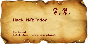 Hack Nándor névjegykártya