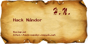 Hack Nándor névjegykártya